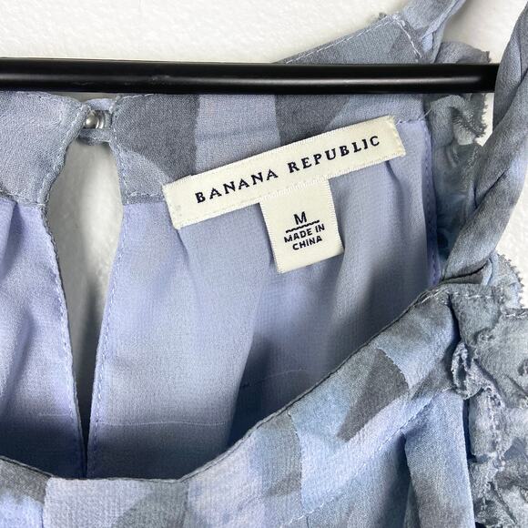 Banana Republic Silk Tank Blouse Flowy Halter Abstract Light Blue Size Medium - Picture 4 of 11